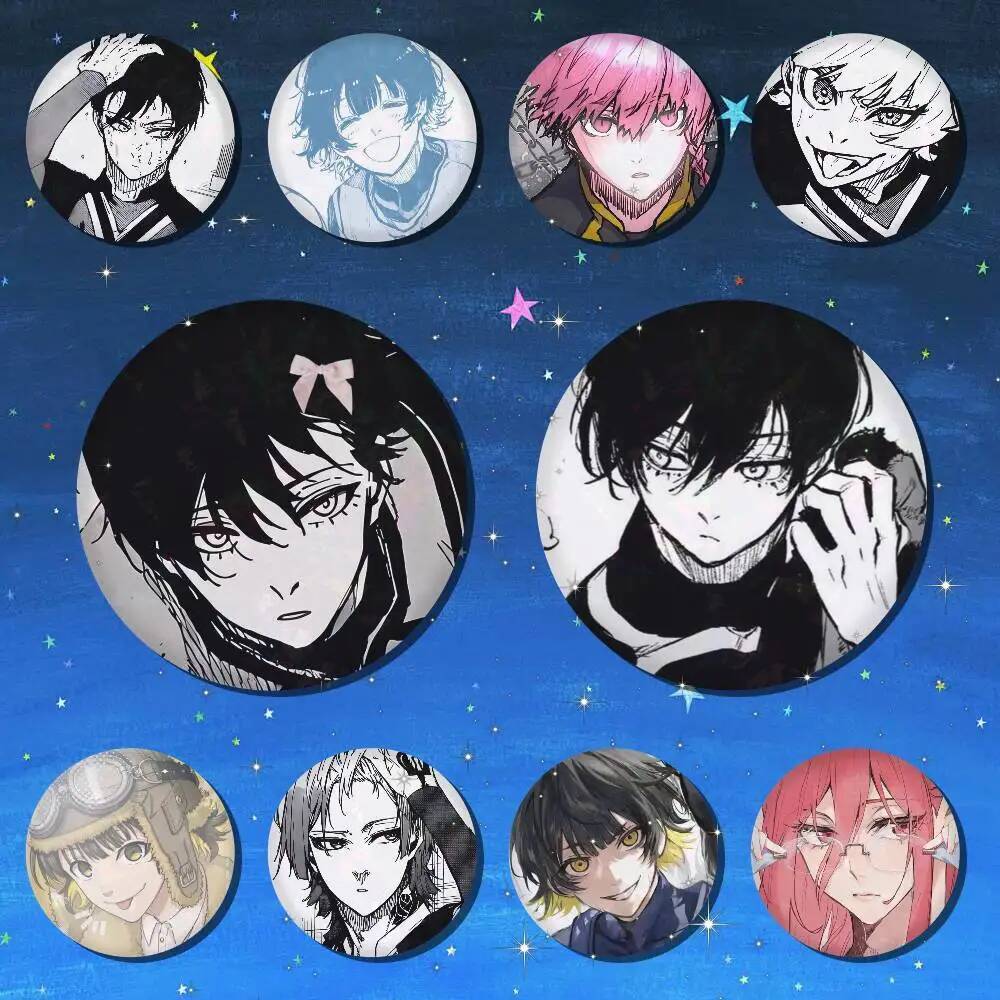 Blue Lock Round Snap-in เข็มกลัด Rock Band Lapel Pins Badges พัดลมคอลเลกชันอุปกรณ์เสริมเครื่องประดับของขวัญทําด้วยมือ