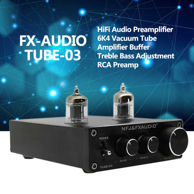C Tube-03 Mini Hifi Audio Preamplifier 6K4 Vacuum Tube Amplifier Buffer Treble Bass Adjustment RCA