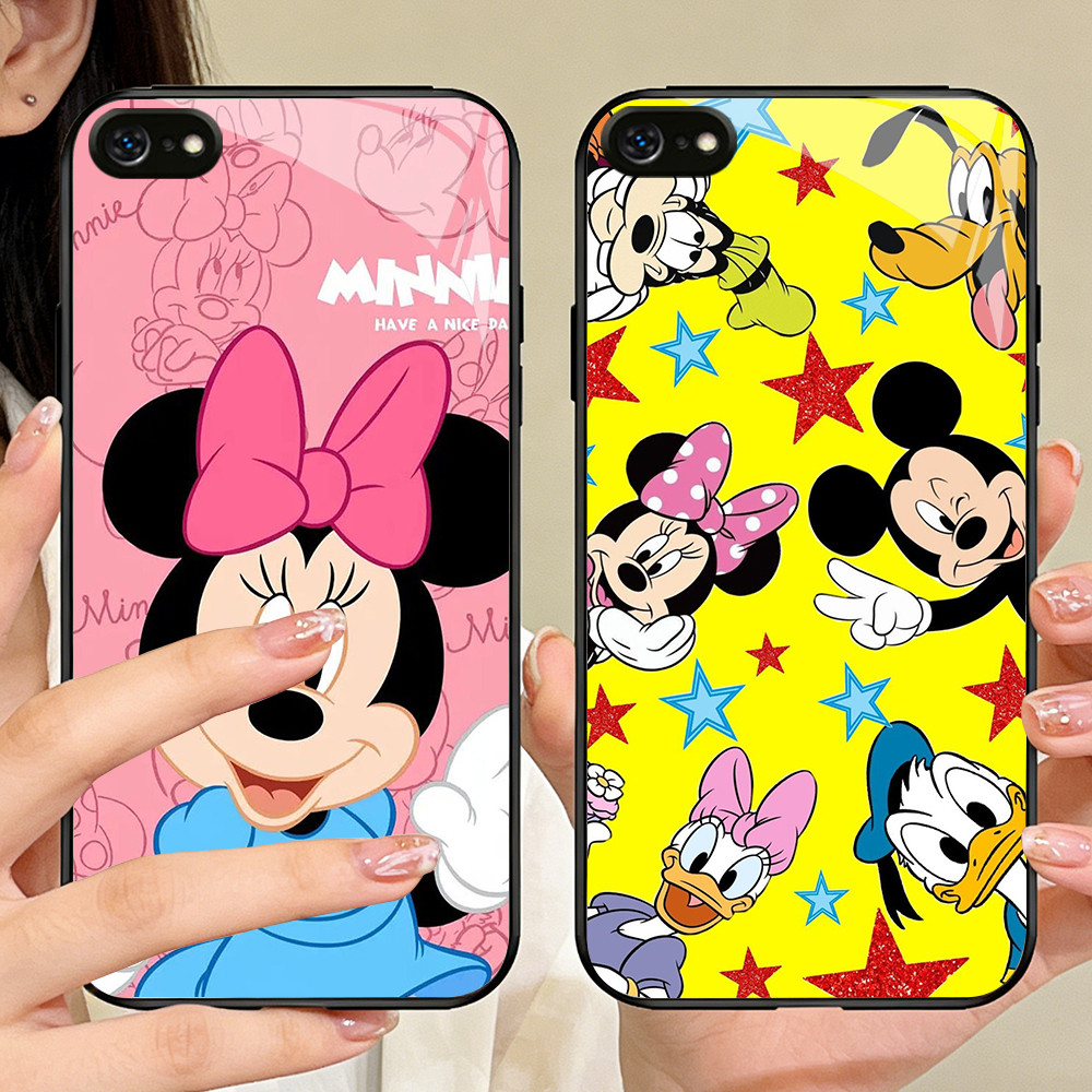 O-29 mickey Mouseกระจกนิรภัยเคสโทรศัพท์iPhone 7 XR X 6S XS 8 SE 6 Max Plus 2020 2022