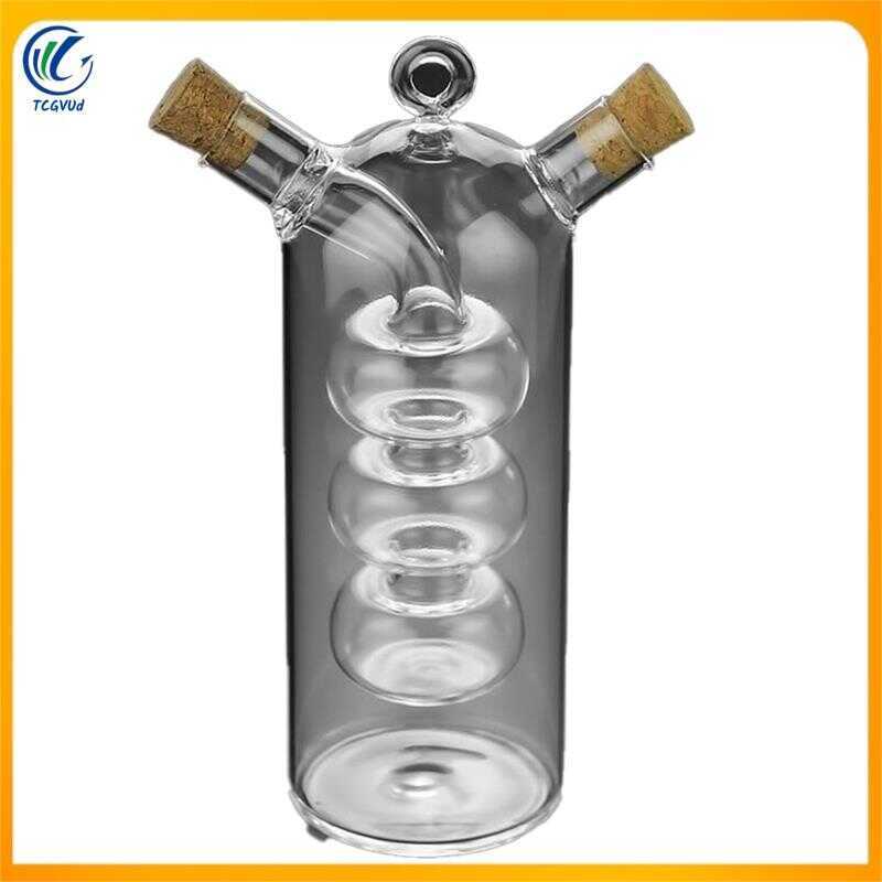C Double Layer Sauce Oil Bottle 2 In 1 Vinegar Glass Bottle Condiment Seasoning Sealed Kitchen Stor