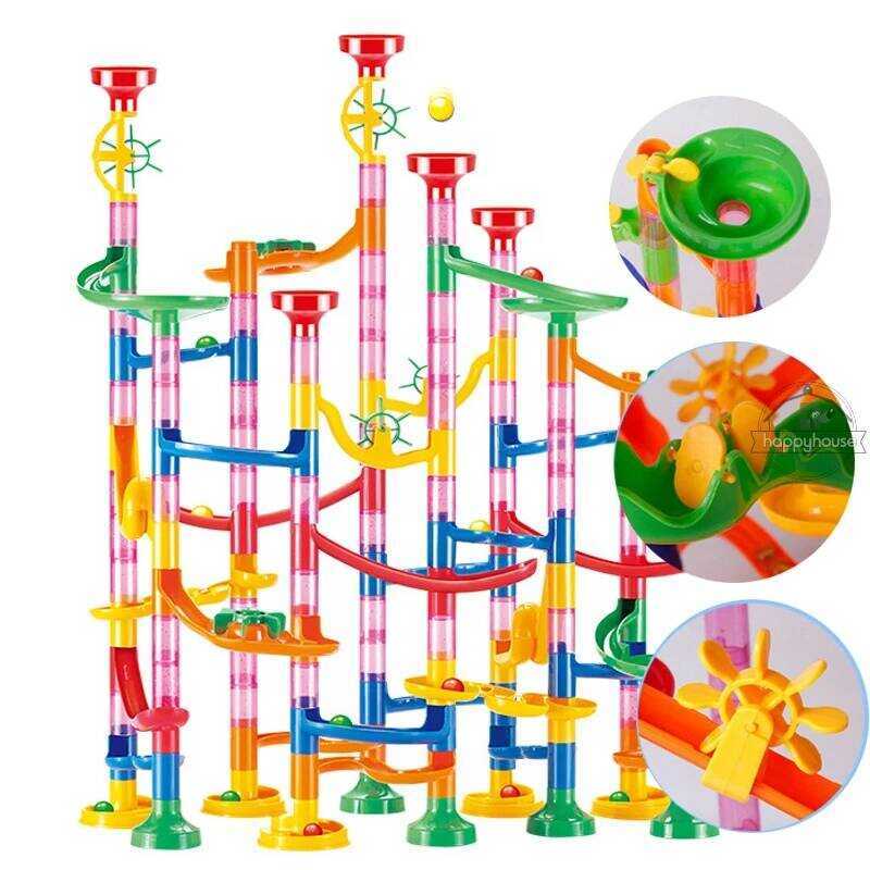 C Marble Run Race Track Building Bloc Kids 3D Maze Ball Roll Toy DIY Marble Run Race Coaster Set 80
