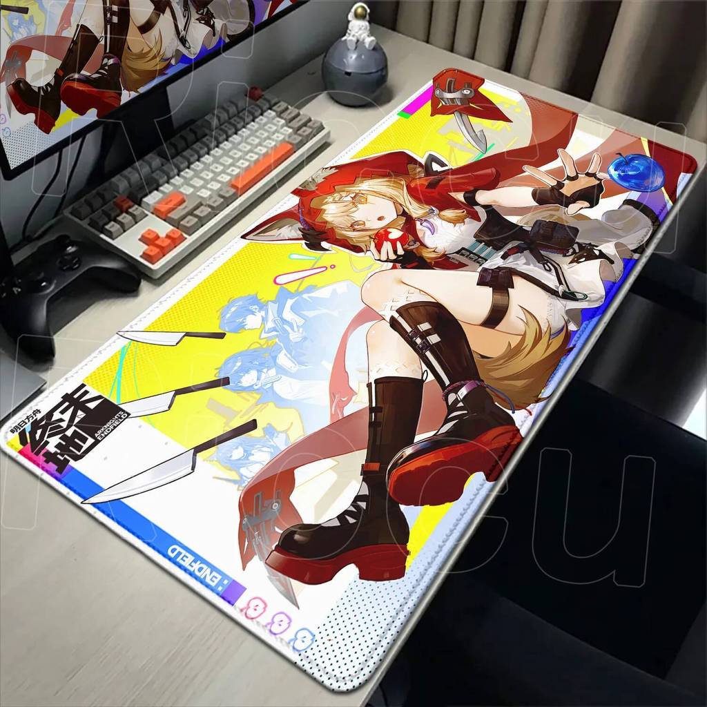 การพิมพ์ HD Arknights Endfield Rossi แผ่นรองเมาส์ XXL ขนาดใหญ่น่ารักอะนิเมะแป้นพิมพ์แผ่น Gamer แผ่นร