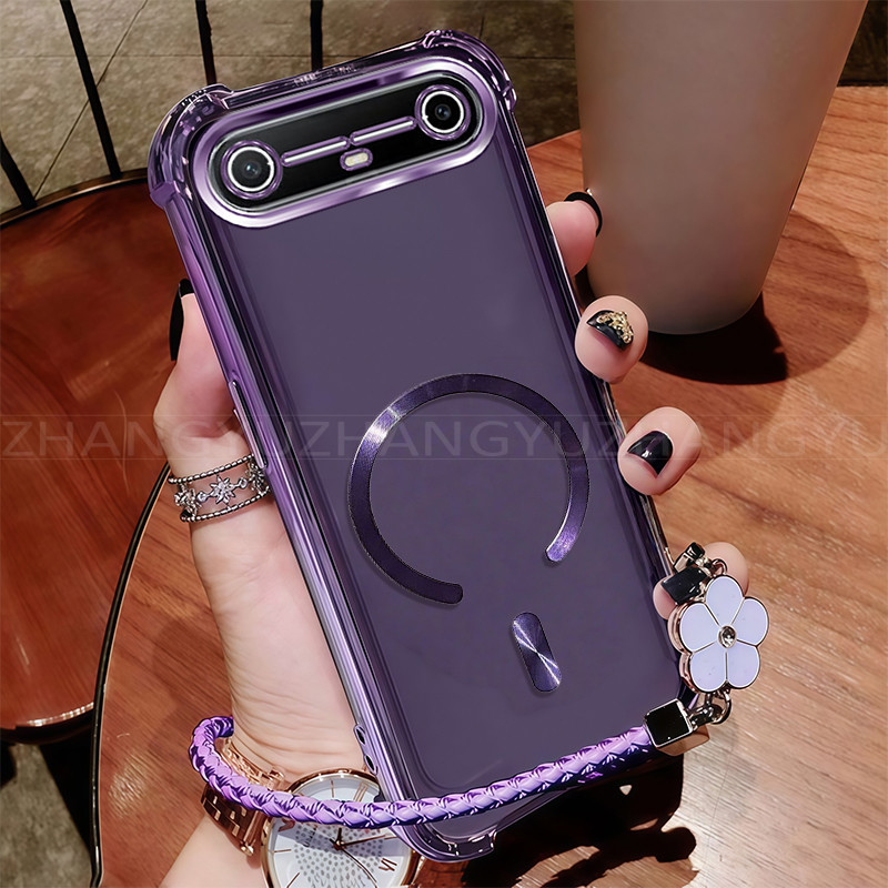 เคสสําหรับ Tecno Pova Slim 5G เคสโทรศัพท์ใหม่แม่เหล็กที่แข็งแกร่งไร้สายชาร์จ C-ring สี่มุมกันกระแทกปลอกเชือกเส้นเล็ก SJ888