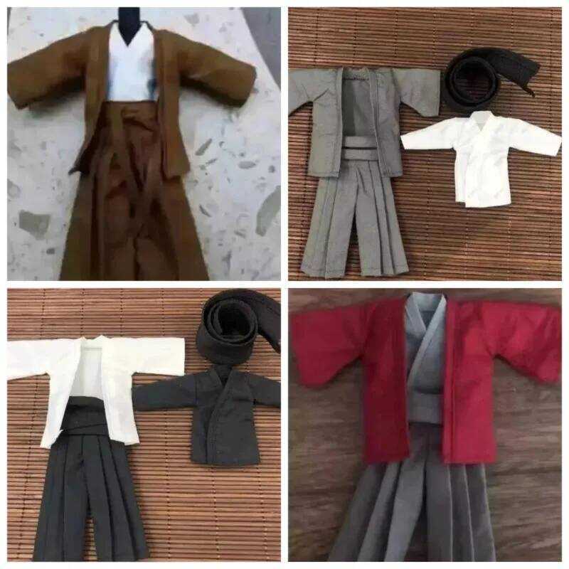 C 1/12 Scale Japanese Samurai Uniform With Scarf Collections Warrior Clothes Model For 6In Male Sol