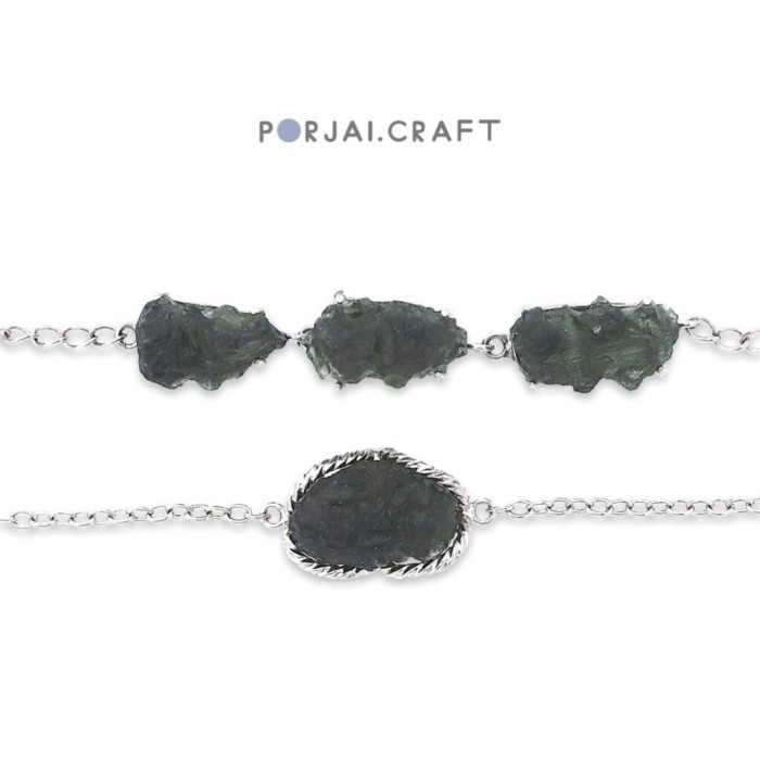 Moldavite Free Form Bracelet สร้อยข้อมือโมดาไวต์