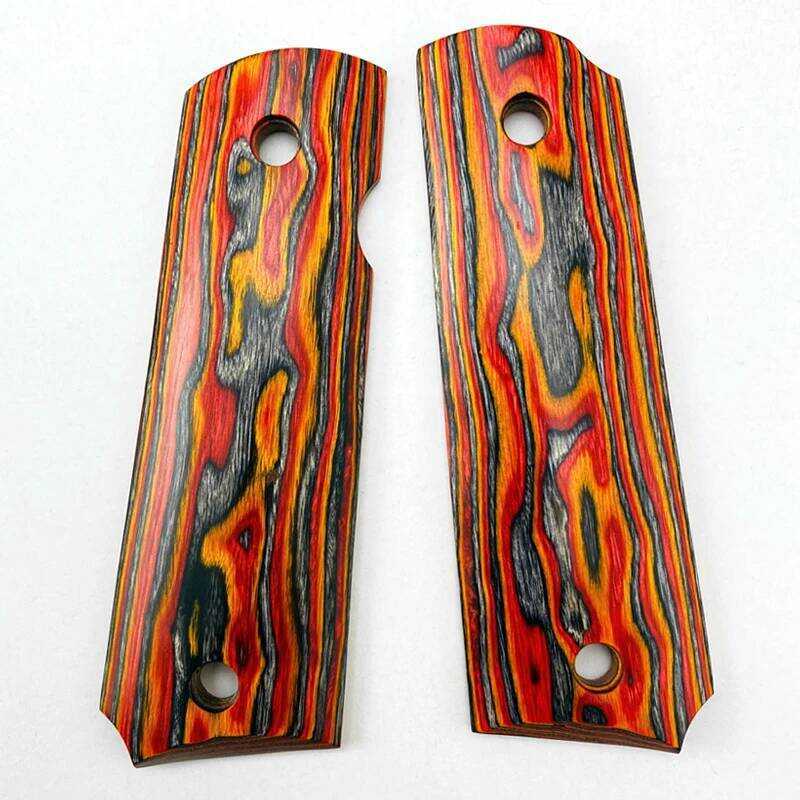 2Pieces 1911 Grips 3D Composite color wood Handle Grips Patch Custom Grips CNC Handle Grips