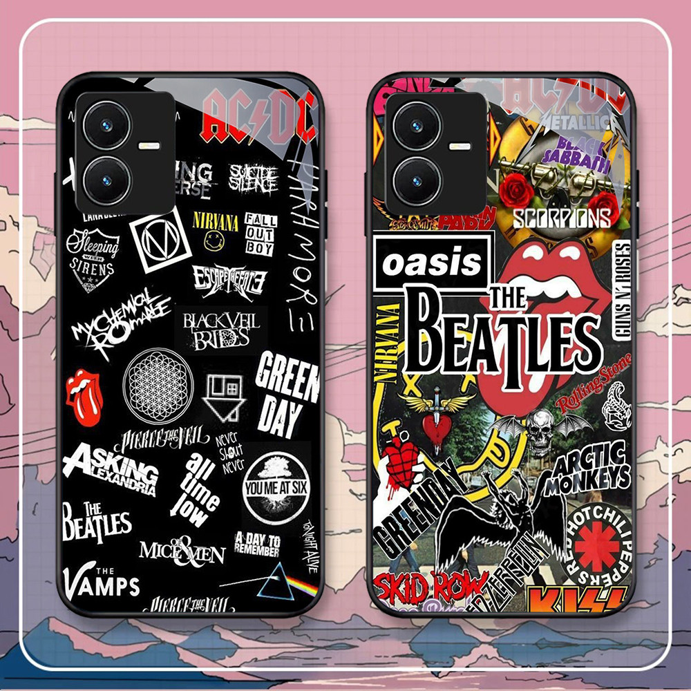 FB-43 ROCK Rock HD Glass Case Casing Kaca สําหรับ VIVO iQOO V25 Y22S Y01 Y55 Y56 Y35 Y75 Z6 Y22 Y28 