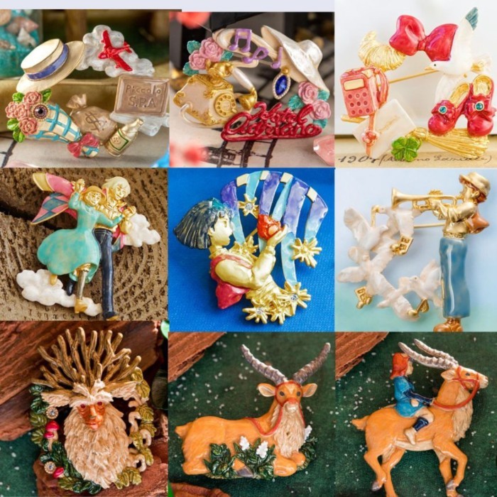Donguri Closet exclusive เข็มกลัด Ghibli, Howls Moving Castle, Kikis Delivery Service, Castel in th