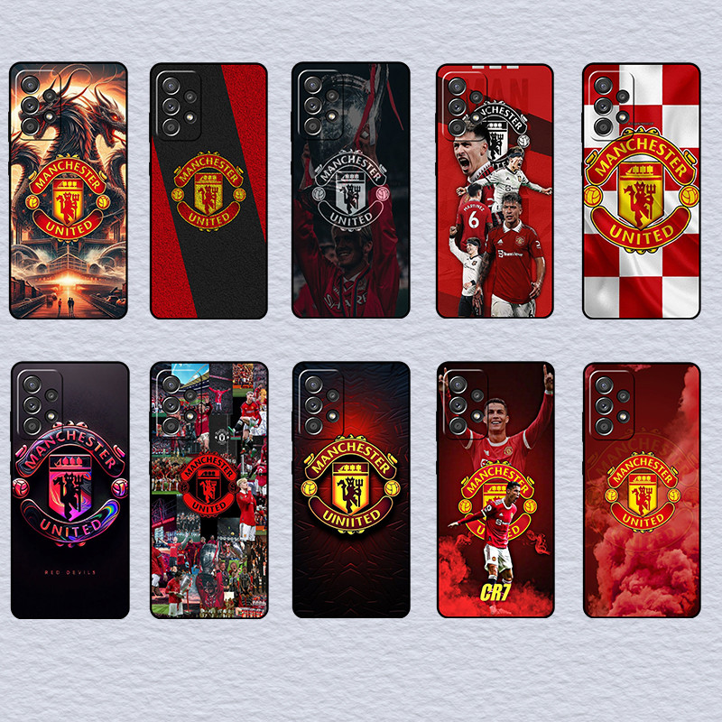 SAMSUNG สําหรับSamsung A32 A33 A34 A35 A40 A40S A41 A42 Manchester United SoftสีดําTPUเคสโทรศัพท์