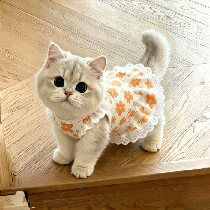 [คลังสินค้าพร้อม] Cat Flower Breathable Anti-Lint Sling Princess Dress Summer