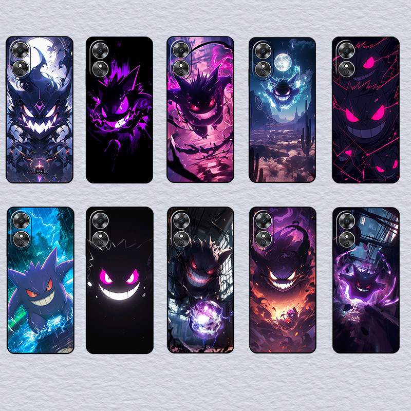 สําหรับ OPPO A94 A95 A96 A98 A3 Pro A80 A79 Gengar เคสโทรศัพท์ TPU สีดํานุ่ม