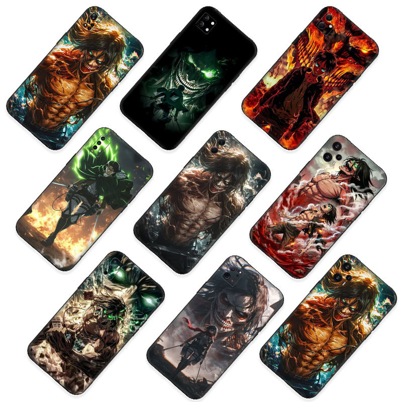 สําหรับ Redmi หมายเหตุ 7 Pro 8T 9S Max 9T 10 การ์ตูนโจมตีบน Titan Eren vz.1 TPU ซิลิโคนสีดําเคสโทรศั