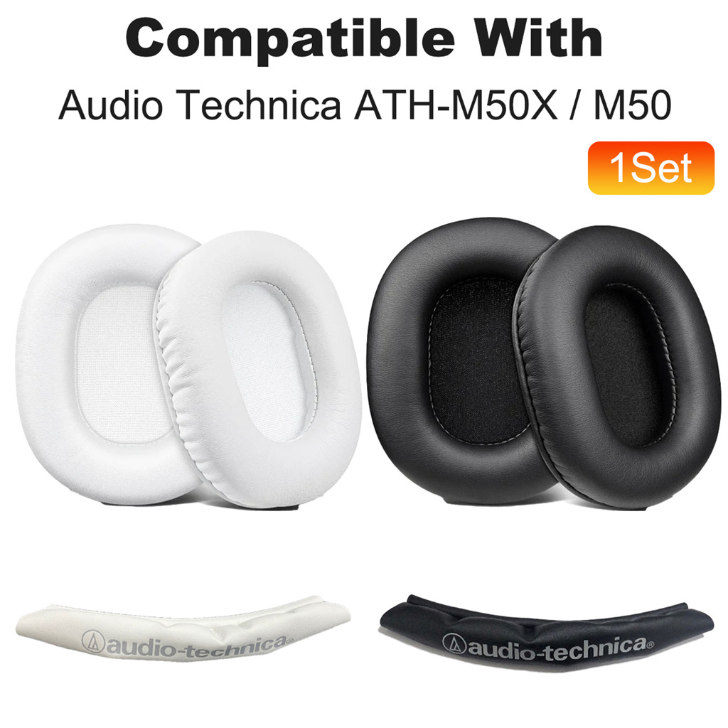 1 ชุดแผ่นรองหูฟังสําหรับ Audio Technica ATH-M50X / M50 ชุดหูฟังหูฟังแผ่นรองหูฟังแถบคาดศีรษะเบาะ