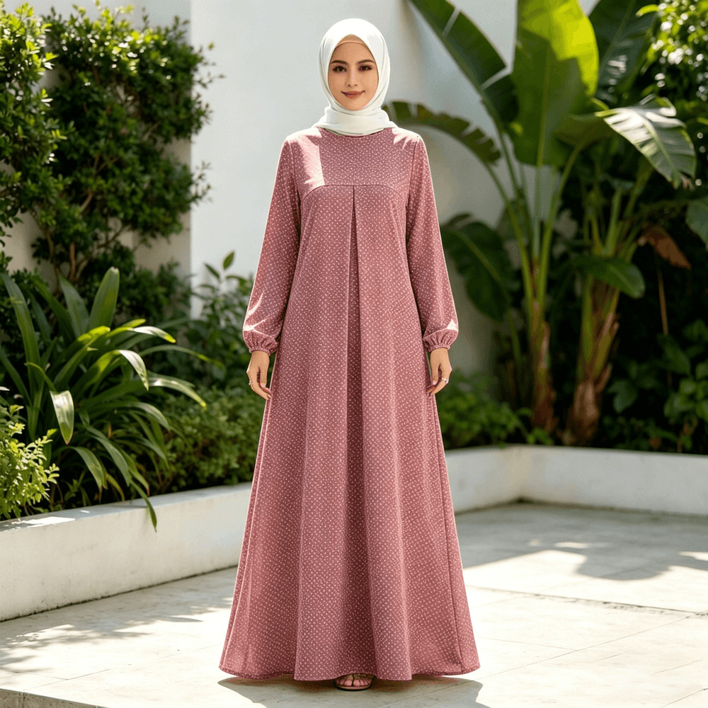 ชุดมุสลิมผู้หญิงแขนยาวเจียมตัว Abaya Kaftan Baju Kurung เสื้อผ้าอิสลามสมัยใหม่ 052