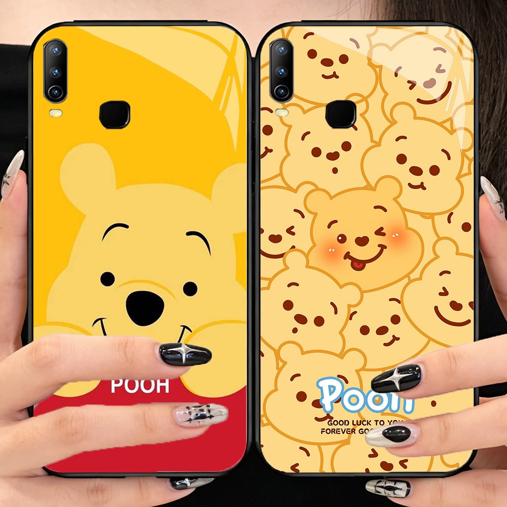 O-51 Winnie the Pooh กระจกนิรภัยเคสโทรศัพท์ VIVO Y89 Y91 Y11 Y17 X23 Y91C Y95 Y15 Y12 Y85 Y93 2019 Y