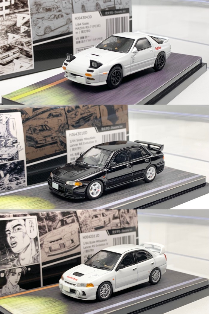 HobbyJapan Initial D 1: 64 RX-7 ตุ๊กตา FC3S RX7 EVO3 EVO4 โมเดลรถโลหะผสม