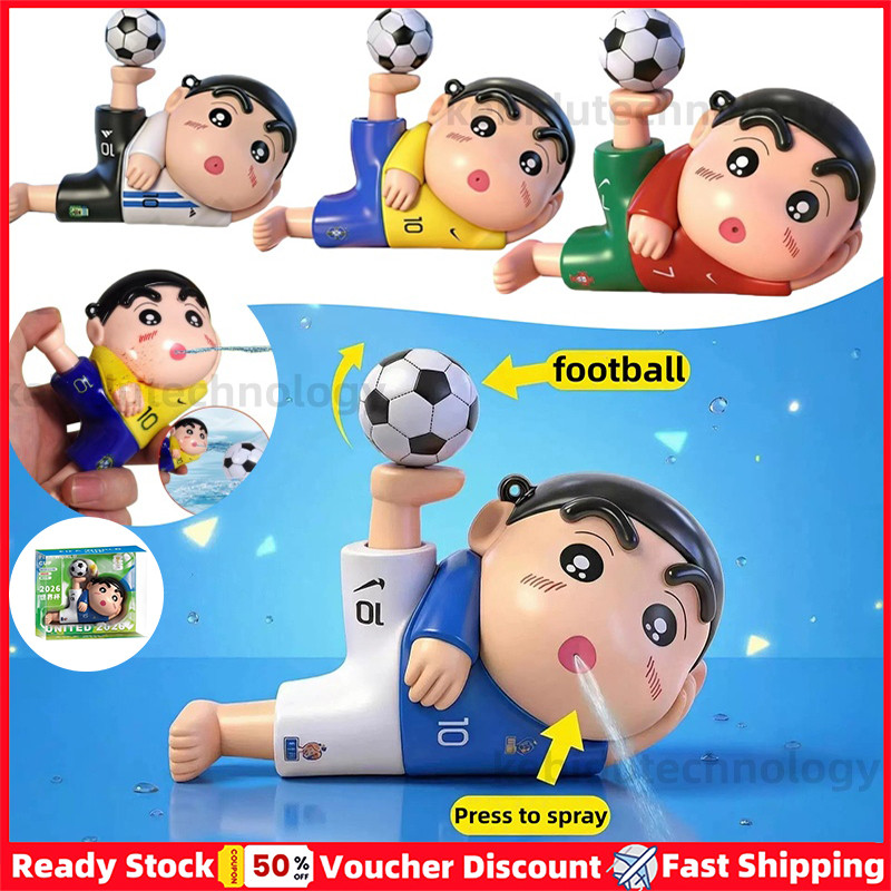 2PCS ใหม่ Creative Crayon Shin-chan Press-to-Spray Action Figure USA-Canada-Mexico World Cup ของที่ระลึกเดสก์ท็อปตกแต่งของขวัญวันหยุด