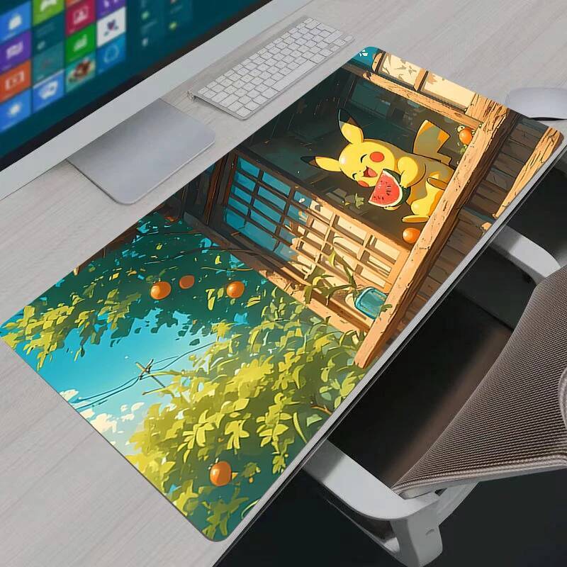Pokemon Pikachu Mouse Pad Larger XXL 900x400 ความเร็ว Mini Pc แป้นพิมพ์คอมพิวเตอร์แผ่นรองโต๊ะอุปกรณ์