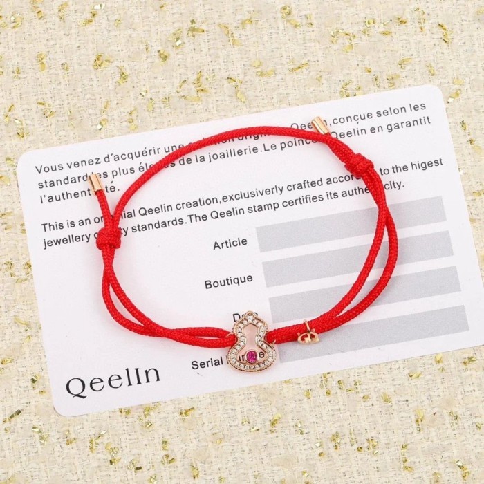 Q Lin Diamond Hollow Gourd Bracelet Red Diamond Red String Bracelet Bracelet สร้อยข้อมือ Benming Ye