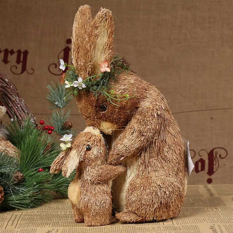C Straw Easter Decorations B Statues Crafts Decor Figs For Tabletop Garden And Home Festival Outdoo