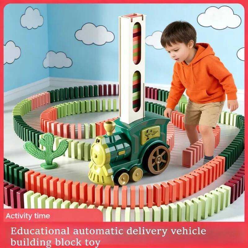 C Automatic Domino Train Building Bloc Set, Electric With Auto Loading Function Kids Eduional Toy G
