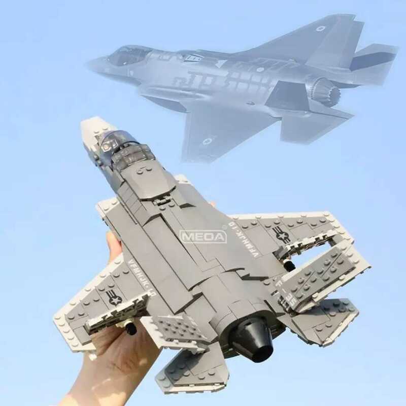 C 646Pc F-35 Lightning II Plane Building Block Ww2 F35 Airplane Model Kit DIY Military Plane Self-A