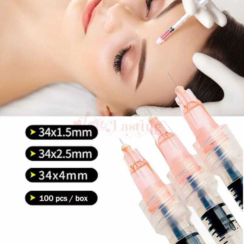 C 100Pcs 34G 1.5Mm 4Mm Painless Small Less Beauty Ultrafine 30G 18G 25G 32G 34G Syringes Korean Nee