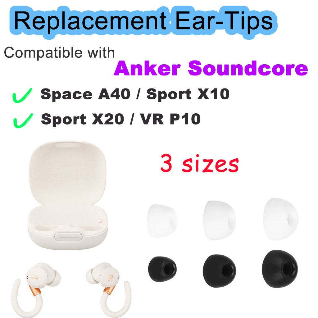 สําหรับ Anker Soundcore Space A40 Sport X10 X20 VR P10 จุกหูฟังซิลิโคนอ่อนนุ่ม S/M/L