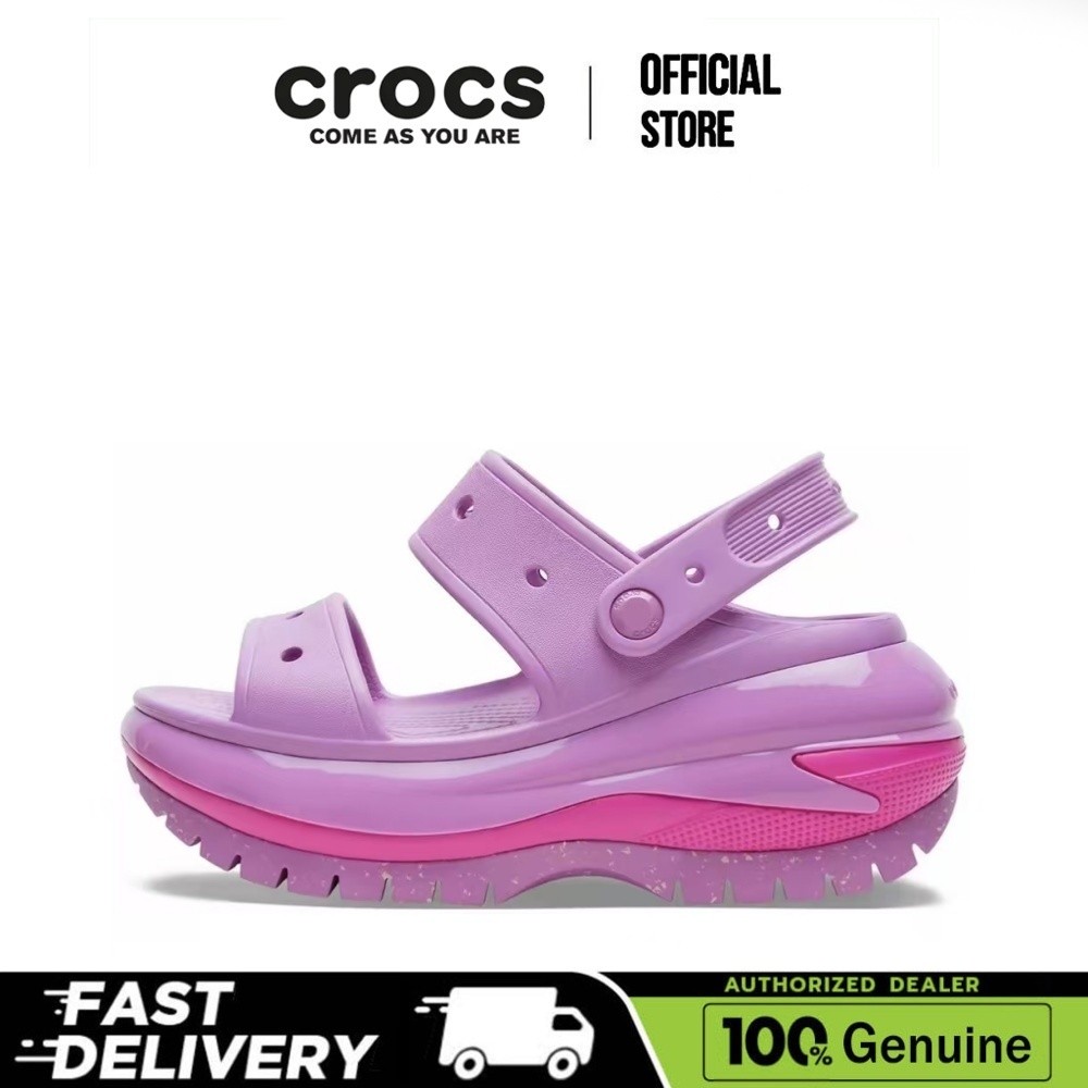 【100% Genuine】Crocs Mega Crush Matte Sandal in Purple Rose Red
