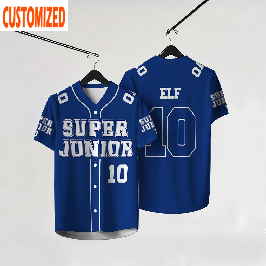 Free Custom ชื่อและหมายเลขSUPER JUNIOR ทีมสมาชิก V คอชุดเบสบอลกีฬา Top Jersey สบาย Breathable อเนกประสงค์