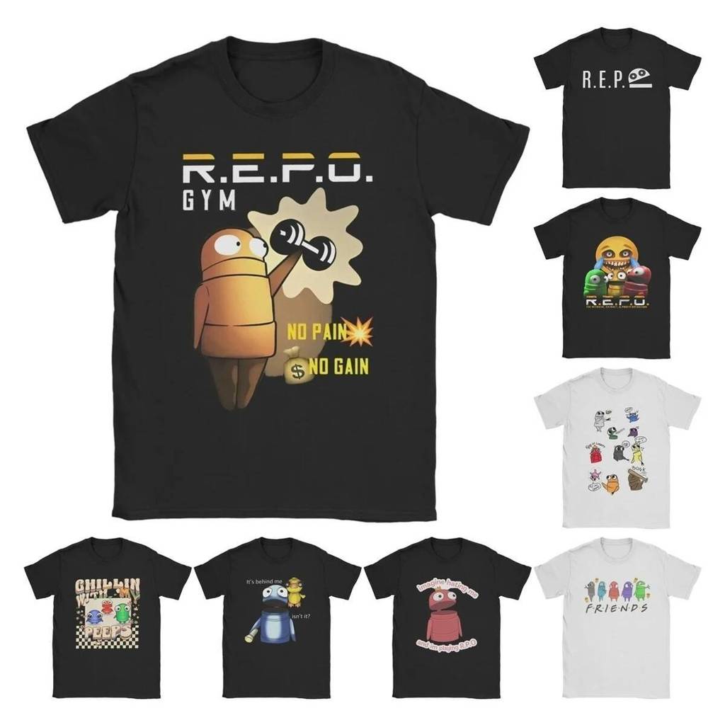 ผู้ชายเข้าร่วม REPO GYM No Pain No Gain T เสื้อเกมร้อน Repo หุ่นยนต์ผ้าฝ้าย merch แขนสั้นรอบคอ Tee เ