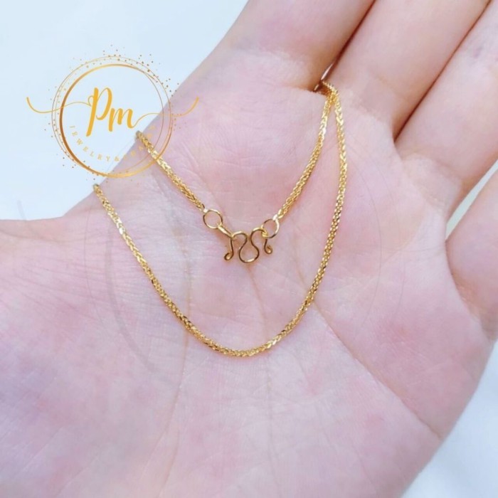 สร้อยคอทองแท้ PM ตะขอเอ็ม ทองคำแท้ 9k Italy (375) ลายสี่เสา มีใบรับประกันจากทางร้าน