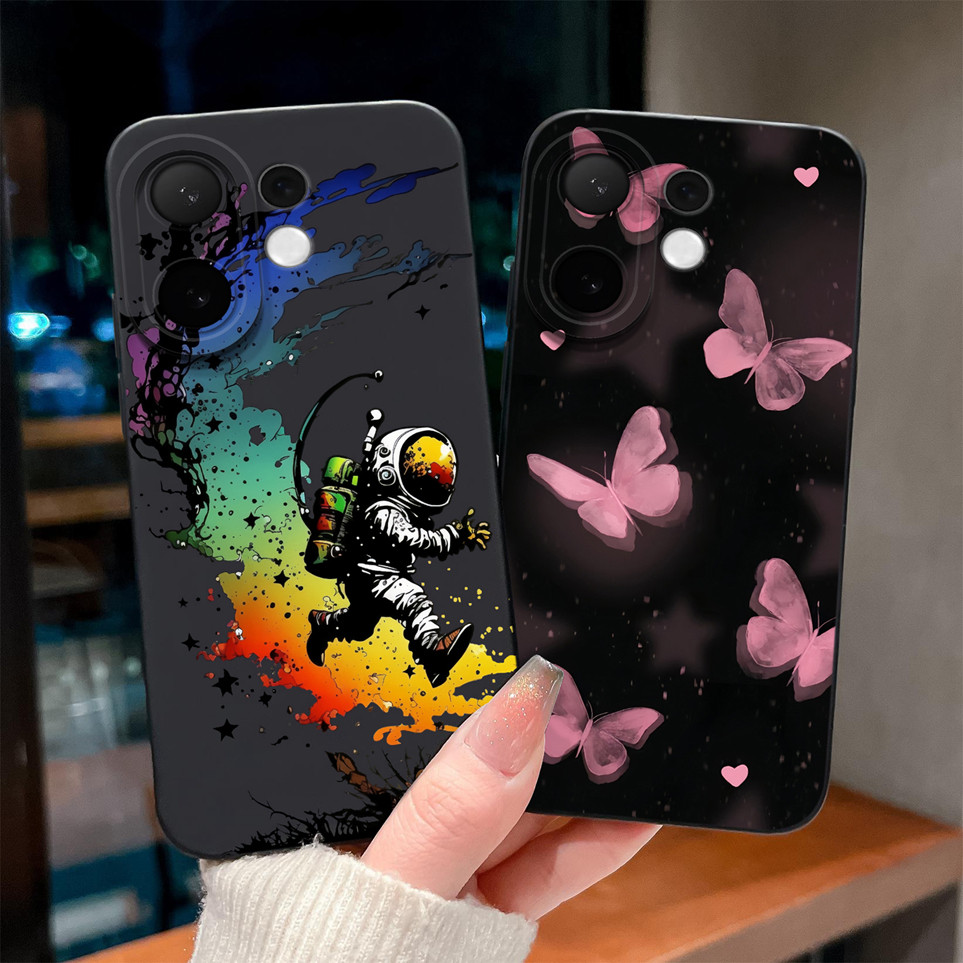 สําหรับ vivo V60 V60Lite ปกหลังแฟชั่นนักบินอวกาศผีเสื้อ Soft เลนส์ป้องกันโทรศัพท์สําหรับ V60 Lite สํ