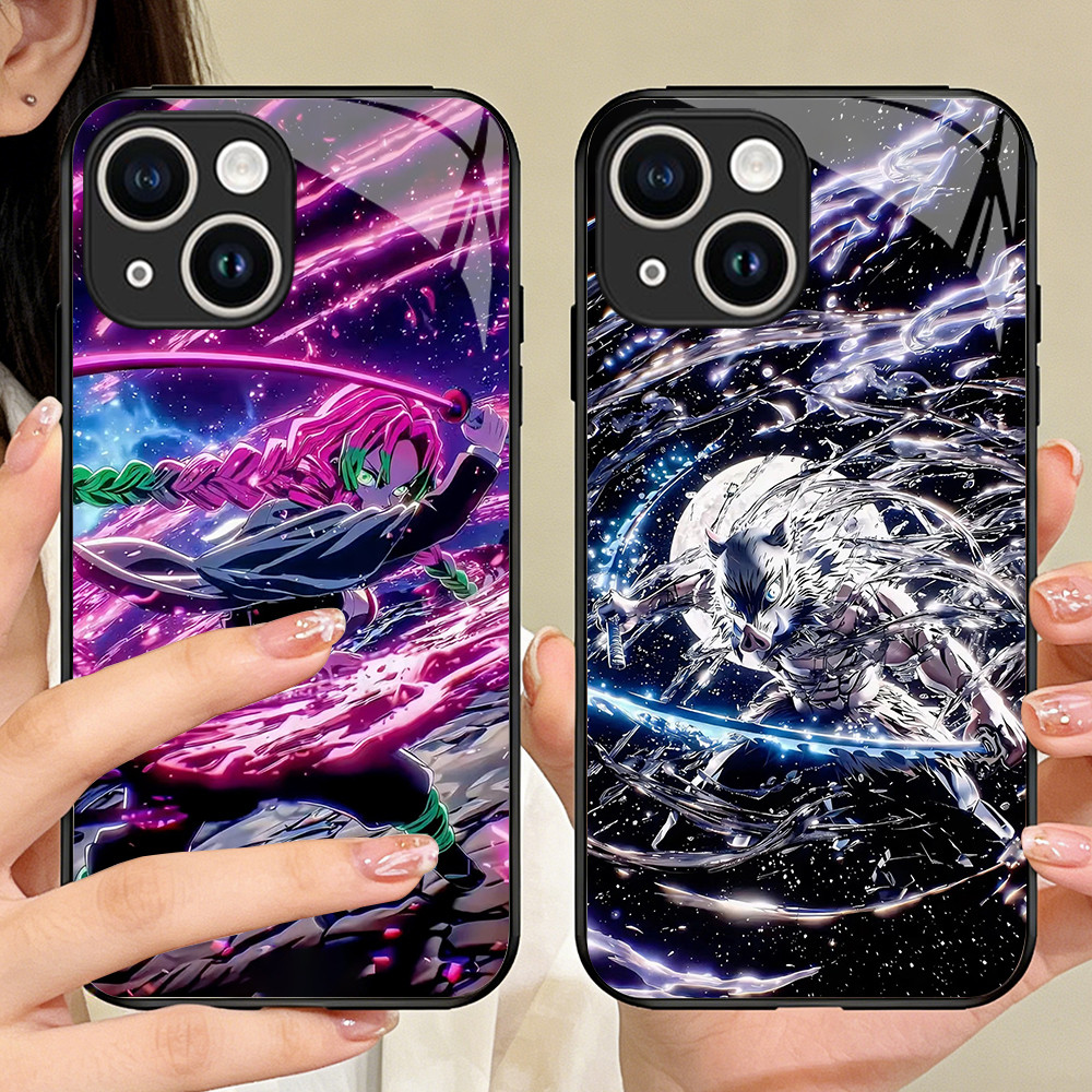 O-14 Demon Slayer iPhone Mini 12 13 11 Pro Max เคสโทรศัพท์กระจกนิรภัย