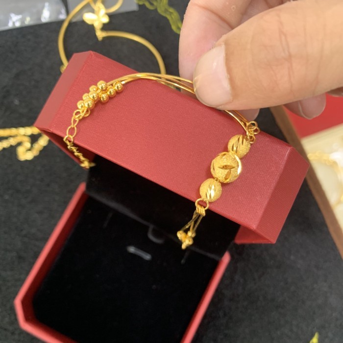 Bracelet 999 Pure Gold 3D Bright frosted Buddha bracelets 24K Golden jewelry Valentine's Day birthd