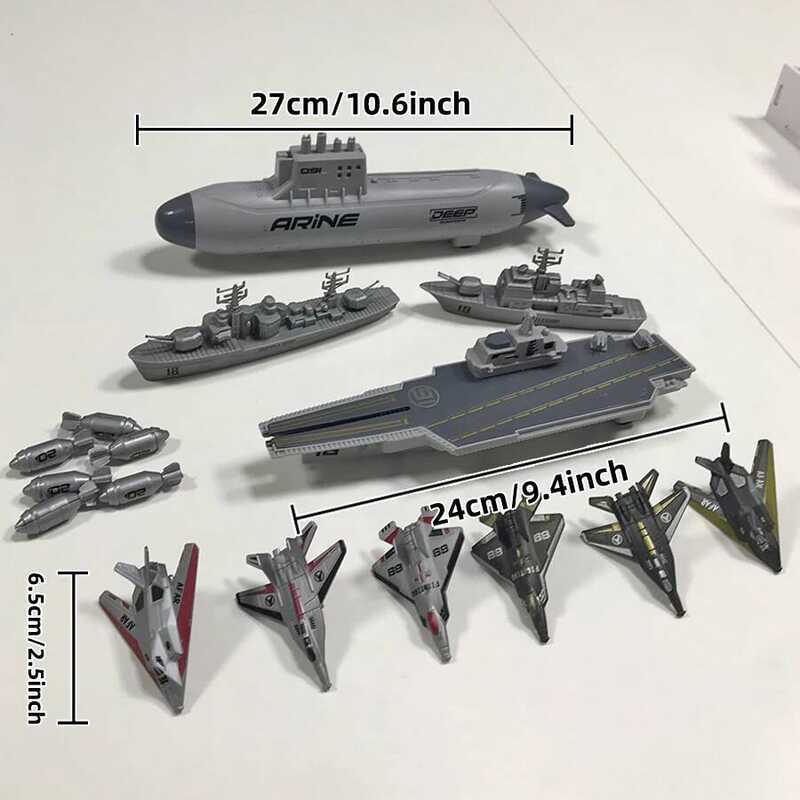 C Children's Aircraft Carrier Model, Nuclear Submarine Launcher Toy, 6Pcs Airplane Toy Fighter Jet