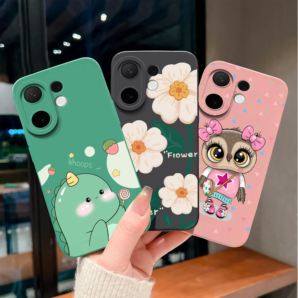ไดโนเสาร์น่ารักนกฮูกสําหรับ vivo V60 V60 Lite 5G กรณีซิลิโคนกันกระแทกนุ่มกระเป๋าโทรศัพท์สําหรับ V60Lite สําหรับ V 60 V2511 ปกหลังกันชน Capa