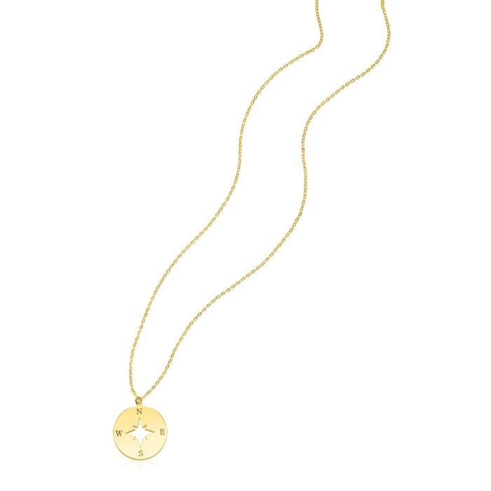 Nathalias NY สร้อยคอมินิมอล พร้อมจี้เข็มทิศ ทองคำแท้ 14K นำทางชีวิต เสริมโชค Necklace with Compass