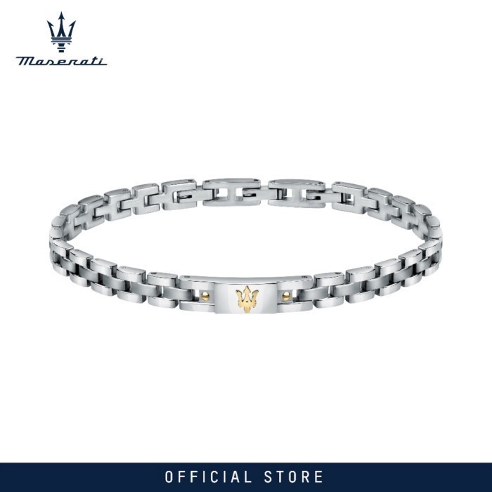 Maserati Jewels 220mm Men's Stainless Steel Bracelet with Gold Logo JM420ATH05 (Adjustable)