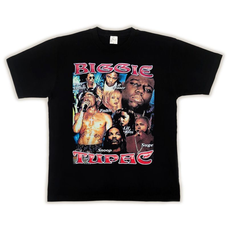 BIG BIGGIE SMALL HIPHOP เสื้อยืดฮิปฮอปพิมพ์ลายนักร้อง Rap ทรงหลวม แขนสั้นสําหรับ Big Guys