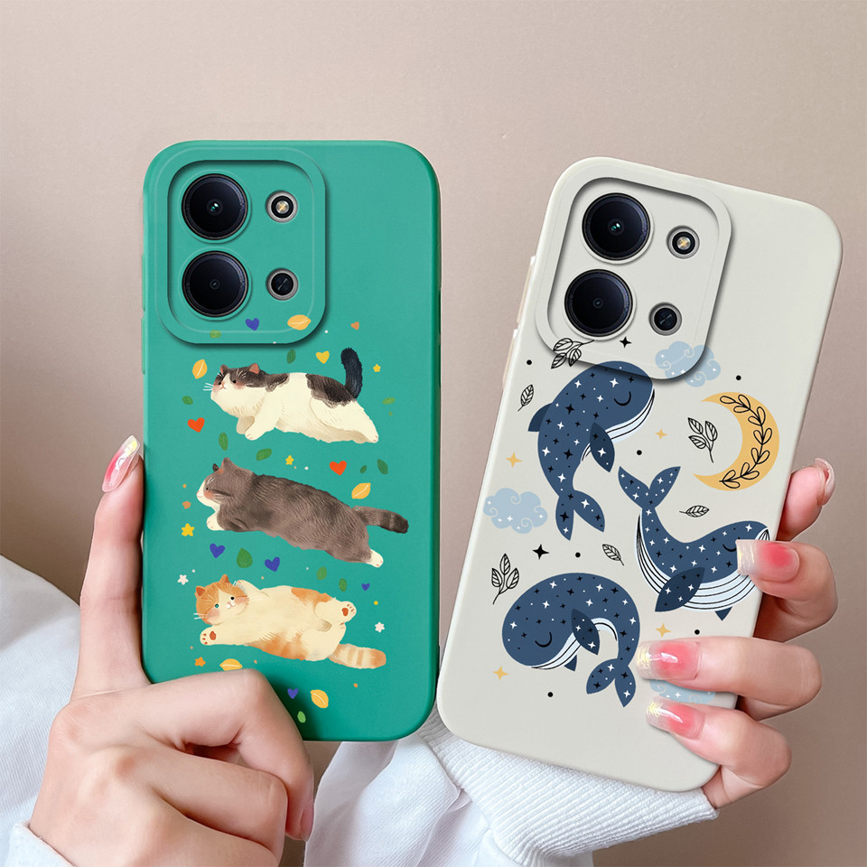 สําหรับ Redmi 15C 15A 15 เคสโทรศัพท์การ์ตูนแมวปลาวาฬป้องกันกล้องกันกระแทกทนทาน Anti-drop ป้องกันปกหลังสําหรับ Xiaomi Redmi 15C 15A 15 เปลือกซิลิโคน