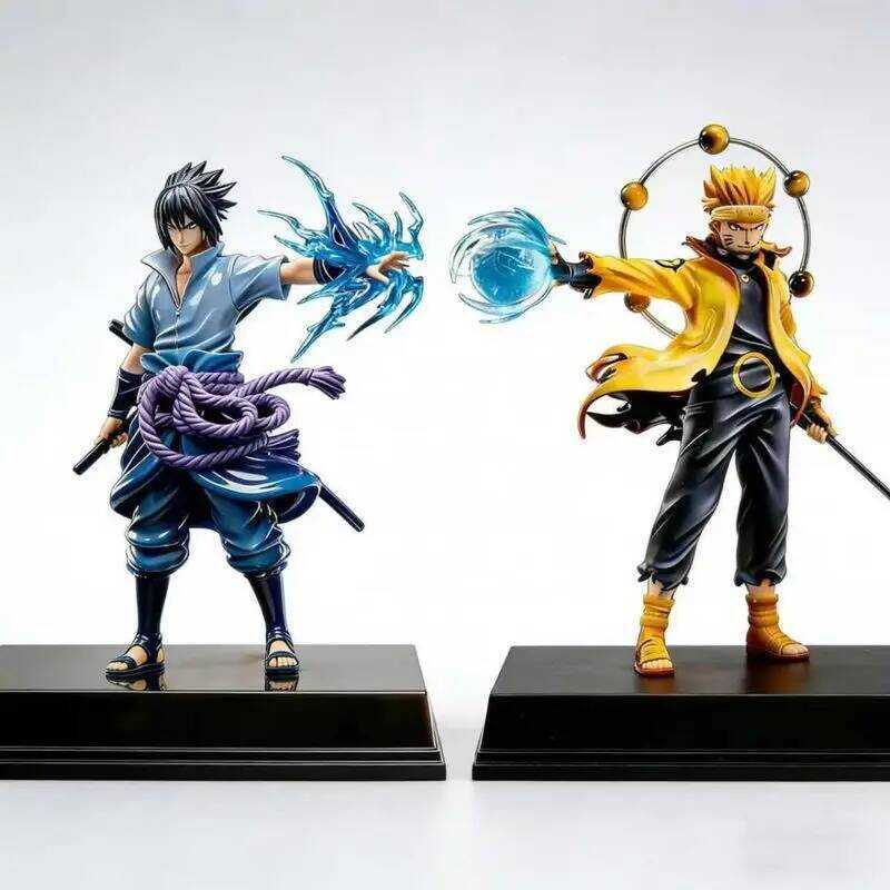 C New Naruto Anime Figure Ak Uzumaki Naruto Uchiha Sasuke Action Model Pvc Statue Desop Ornament Co