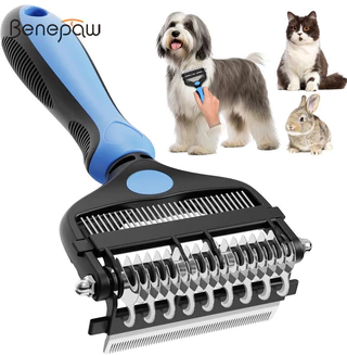 Benepaw 3 in 1 Grooming เครื่องมือ Undercoat Rake Dematting Comb Deshedding แปรงสําหรับสุนัขแมว All Coat ประเภทพับได้