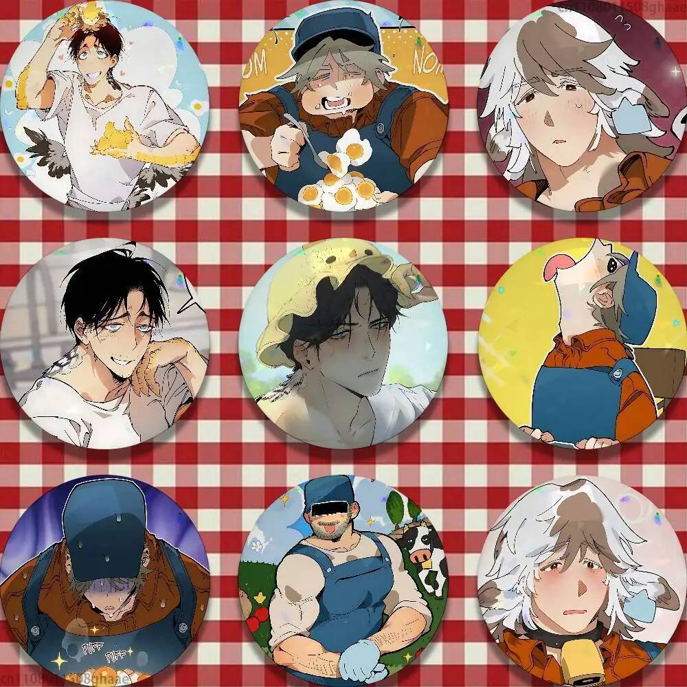 Manhwa Mr As Farm Pins 58 มม.ป้ายการ์ตูนน่ารักเข็มกลัดทํามือสําหรับกระเป๋าเป้สะพายหลังอุปกรณ์เสริมเค
