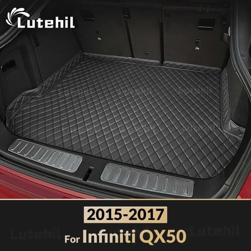 แผ่นรองท้ายรถสําหรับ Infiniti QX50 2015 2016 2017 อุปกรณ์ตกแต่งรถยนต์แบบกําหนดเองตกแต่งภายในรถยนต์