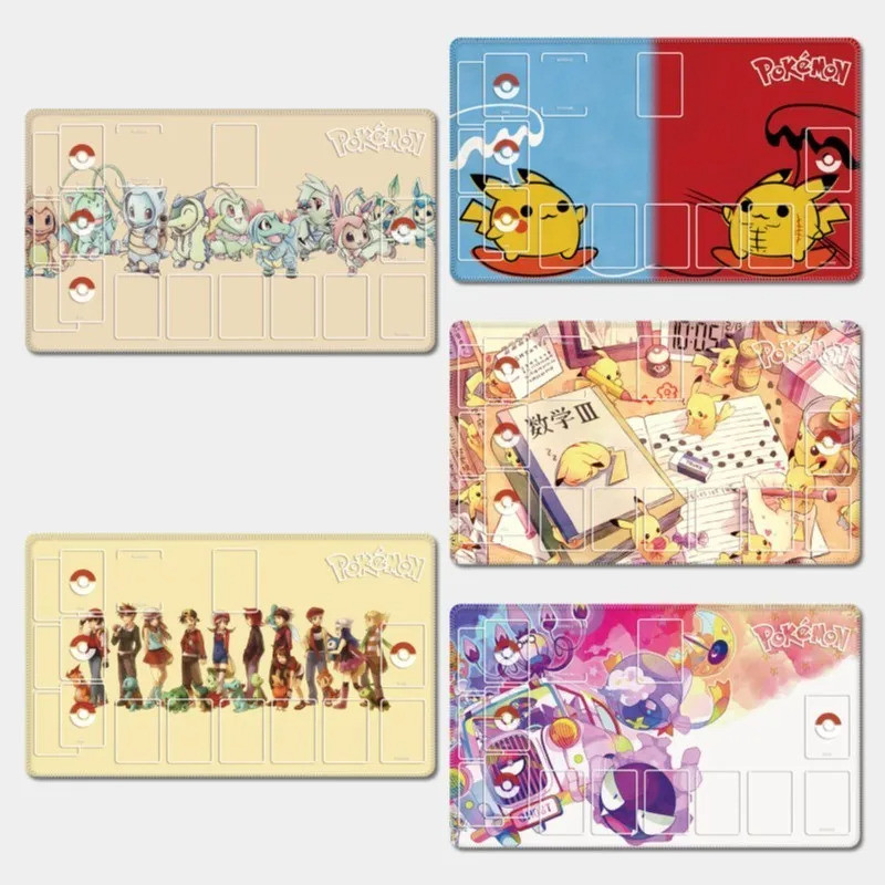 60x35x0.2 ซม.อะนิเมะ Pokemon เกม PTCG การ์ดเฉพาะ PlayMat Battle Against Trainer Pikachu Gengar Squirtle คอลเลกชันของเล่น
