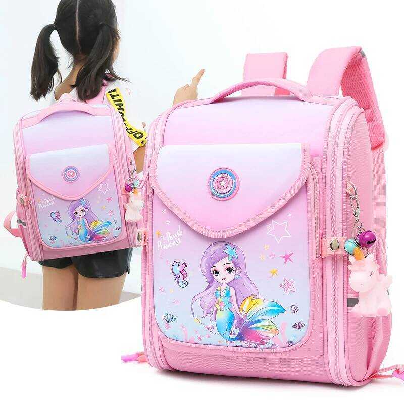 C 3D Orthopedic School Backpac For Girls Cartoon Mermaid Waterproof Primary School S Kids Satchel K
