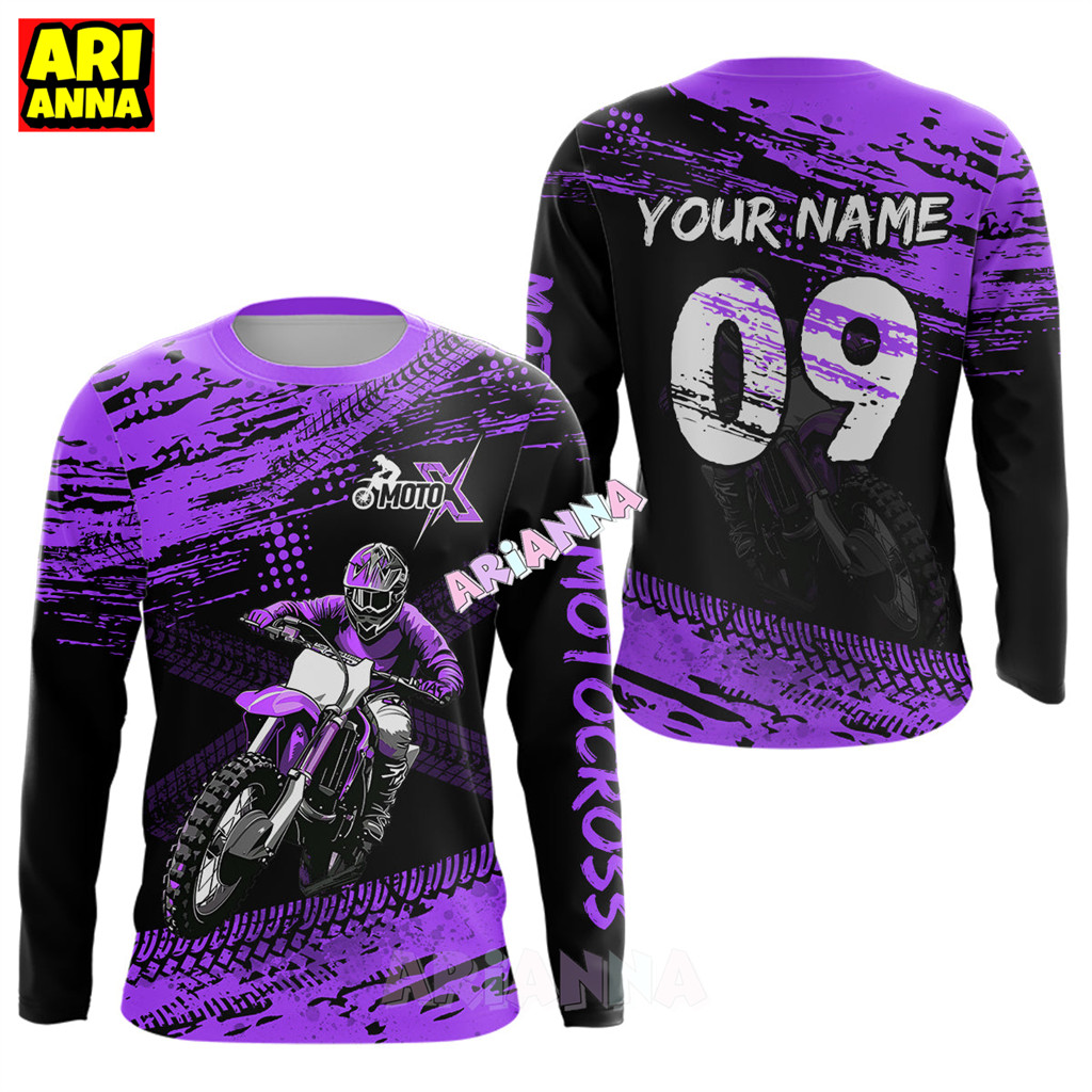 AriannaFree Custom ชื่อและหมายเลขAdult & Kid Purple Custom Dirt Bike Jersey Motocross Jersey เสื้อวิ