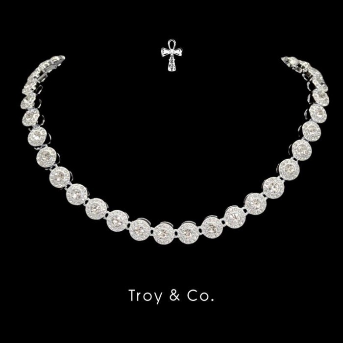 Coin Tennis Chain เพชร CZ  เหรียญเรียง iced out สร้อยคอคิวบันหรู ลุคจัดเต็ม TDN016 Troy & Co.