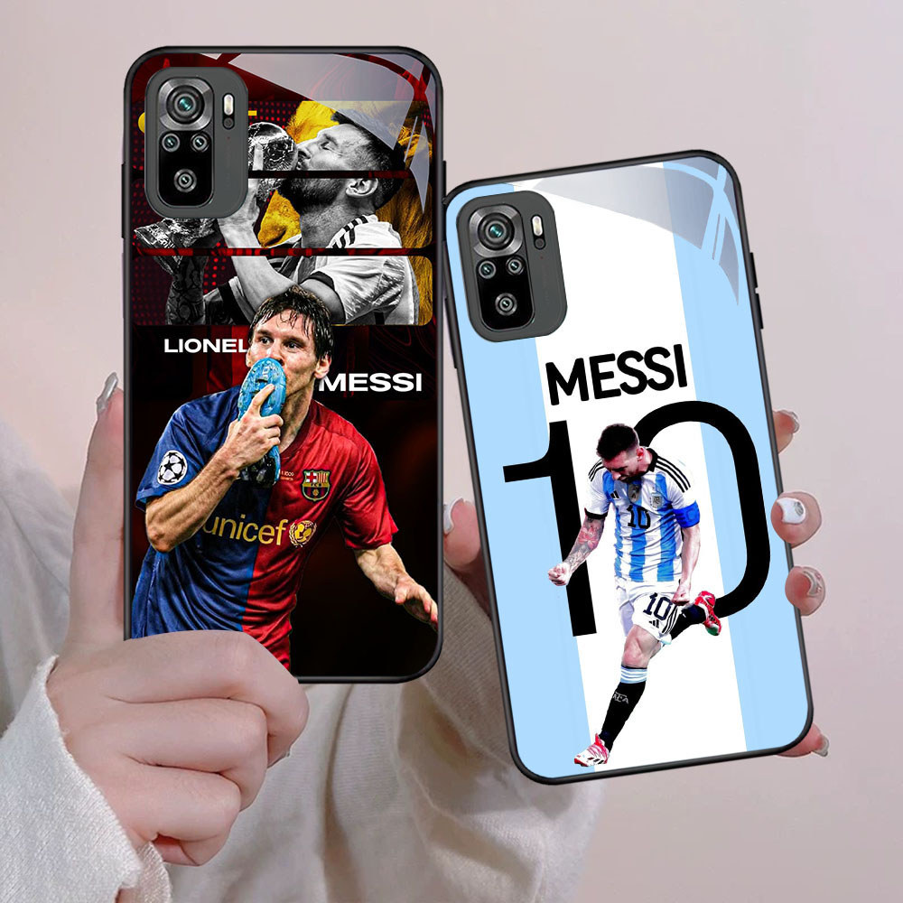FB-15 ฟุตบอล Leo Messi HD แก้วกรณีปลอก Kaca สําหรับ Samsung หมายเหตุ S24 A16 A06 J6 A26 A56 S25 9 FE
